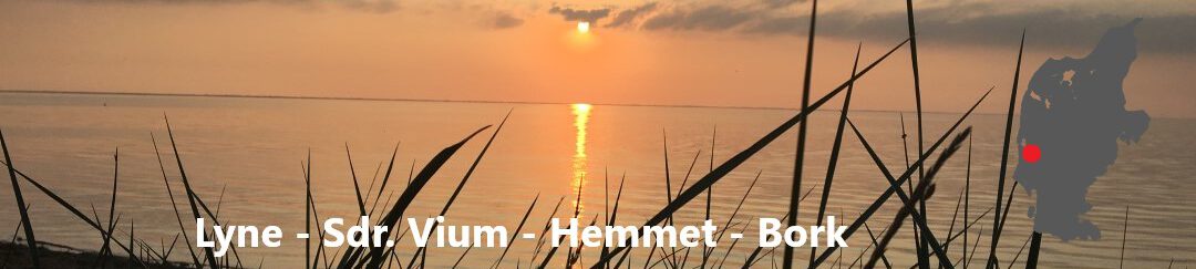 Solnedgang over fjorden – Lyne, Sdr. Vium, Hemmet og Bork